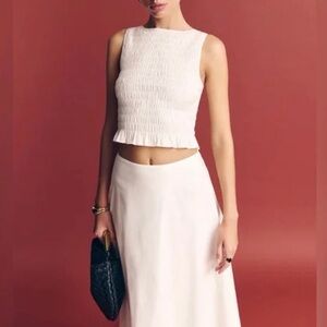 Reformation Laguna Two Piece In White, brand new, never worn, no flaws.